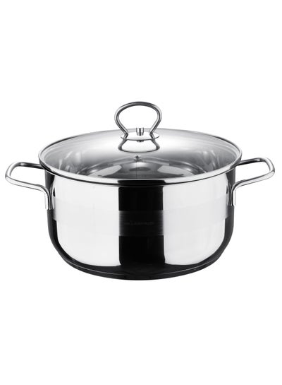 Buy Casserole With Lid Stainless Steel 24X12 Centimeter 4.5 Litre Silver Color in UAE