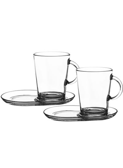 Buy Set of 2 cups with 2 Turkish glass saucers from Başabash in Saudi Arabia