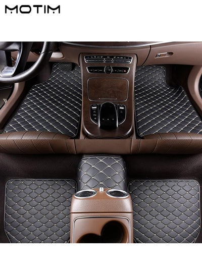 اشتري 5 Pcs Carpet Floor Mat Set Waterproof Universal Fit Car Floor Mats Protection with Rubber Lining Suitable for Most Vehicles Black Beige في السعودية