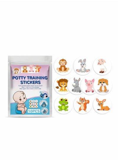 اشتري 10pcs Potty Training Seat Magic Sticker Animal Theme Toddler Potty Training Toilet Color Changing Sticker Toilet Potty Magic Reveal Stickers Magic Potty Targets Color Changing for Toddlers Kids في الامارات