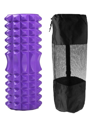 Buy Yoga Foam Roller Moon for Deep Tissue Massage Muscle with Carry Bag, Purple in Egypt