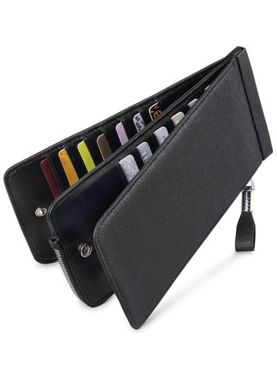 Buy Womens Leather Credit Card Holder Wallet RFID Blocking Wallet Men and Women Card Case Purse, Black in Egypt