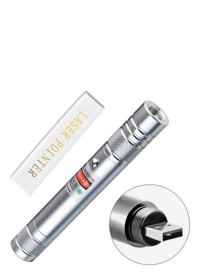 Buy Green High Power LED Laser Light Pointer Silver,, Long Range Rechargeable in Saudi Arabia