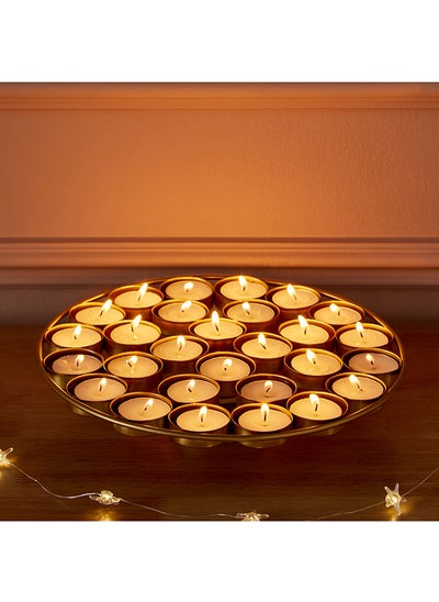 Buy Flicker Metal Tealight Candle Holder Tray 26.5 x 5 x 26.5 cm in UAE