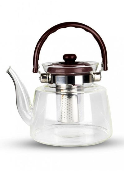 Buy Heat Resistant Glass Teapot With Stainless Steel Infuser And Transparent Lid Silver 600ml in Saudi Arabia