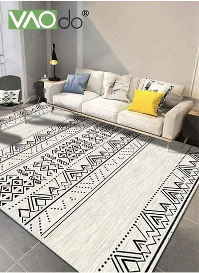 Buy Area Rugs Non-Shedding Washable Rug Bedroom Living Room Dining Room Office Soft Nonslip Modern Rugs Faux Wool Collection Carpet Indoor Outdoor Rugs Black and White Rug in UAE