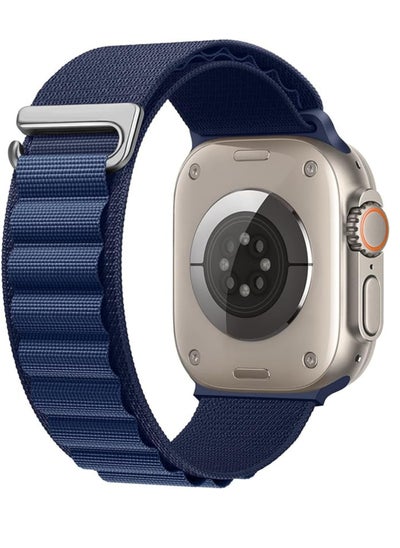 اشتري Tin Tech Compatible with Apple Watch Series Ultra/Ultra 2 Band 49mm, 45mm, 44mm, 42mm, Nylon Sport Loop Band for Apple Watch Ultra/SE 1/2/3/4/5/6/7/8,– blue في مصر