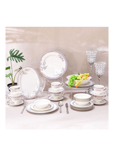 Buy Erika 32 Piece New Bone China Dinner Set Serve 6 New Bone China Modern Houseware Dinner Set L 37.5x27.5 X H 28.5cm Gold in UAE