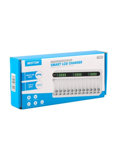 Buy Beston C9025L Charger for 12 Batteries of 1.2V AA and AAA Batteries in UAE