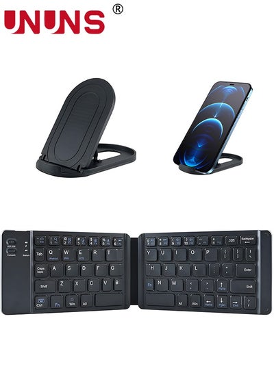 Buy Foldable Bluetooth Keyboard,Portable Wireless Keyboard With Stand Holder,Ultra-Slim Pocket Size Rechargeable Keyboard,Compatible with IOS/Android/Windows,Smartphone/Tablet/Laptop,Black in UAE