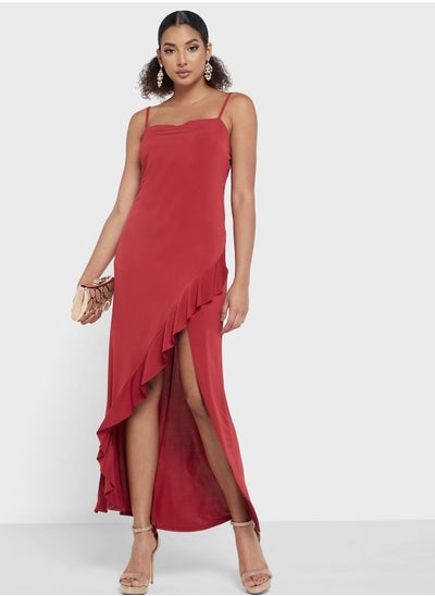 Buy Side Slit Ruffle Dress in UAE