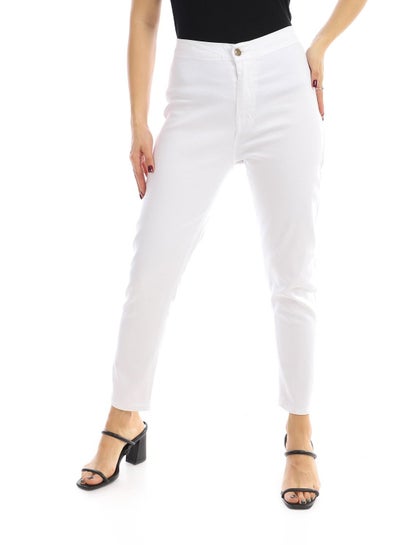 Buy Women's Slim Solid High Waist Jeans - White in Egypt