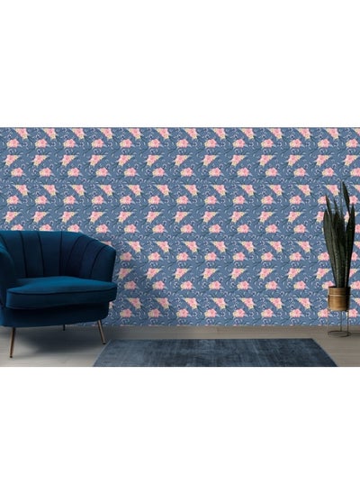 Buy Pink And Yellow Flower Seamless Pattern
 Fabric Wallpaper Covers An Area ​​Up To 4.2Mx3M With Adhesive And Smoothing Tool in Egypt