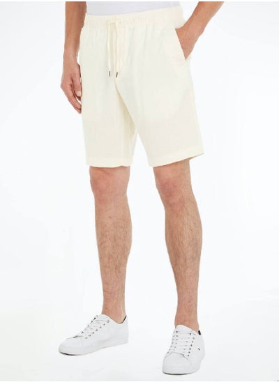 Buy Men's Harlem Drawstring Skinny Fit Chino Shorts -  Linen blend, Beige in UAE