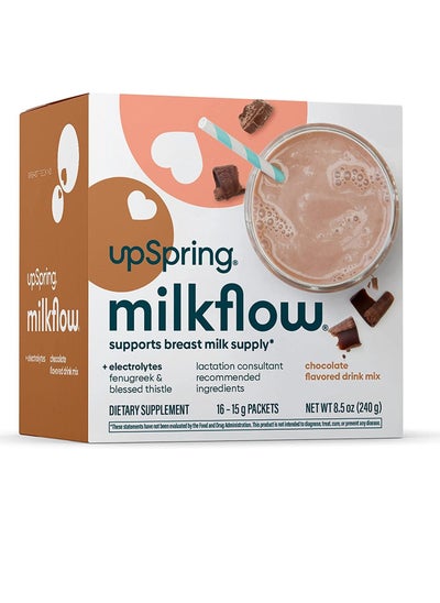 Buy UpSpring Milkflow & Electrolytes Fenugreek & Blessed Thistle Powder Chocolate Lactation Supplement Drink Mix Breastfeeding Supplement for Lactation Support To Promote Healthy Breastmilk Supply in UAE