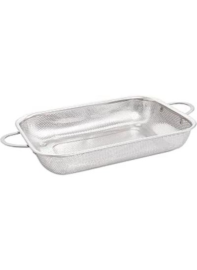 اشتري Stainless Steel Rectangle Food Strainer With Handle 30X22X5 Cm - Silver في مصر