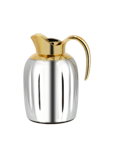 Buy Steel Vacuum Flask Pumpk Chrom&Gold 1L Chrome 1Liters in Saudi Arabia