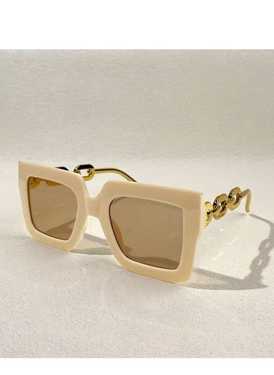 Buy Oversized Square Frame Fashion Sunglasses For Women - Beige in Egypt