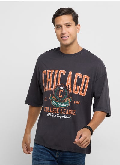 Buy Jorcharge Printed Crew Neck T-Shirt in UAE