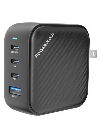 Buy Powerology Ultra Compact 100W Triple PD GaN Charger, USB-C Laptop Travel Wall Charger Compatible with MacBook Pro, iPad, iPhone 15 Pro Max/15 Pro/14 Pro... in Egypt