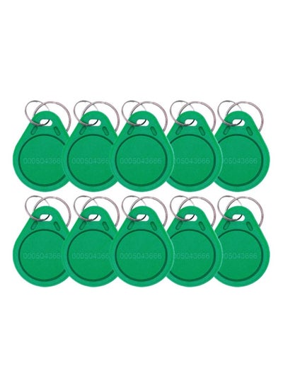 اشتري 125Khz RFID Key Tags, EM4100 TK4100 Chip Non-Writeable Fixed Unique Number Proximity Key Chain for Access Control Systems (10 Keychain, Green) في الامارات