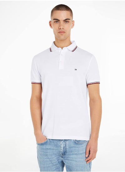 Buy Men's 1985 Collection Tipped Slim Fit Polo -  Stretch organic cotton pique, White in Saudi Arabia