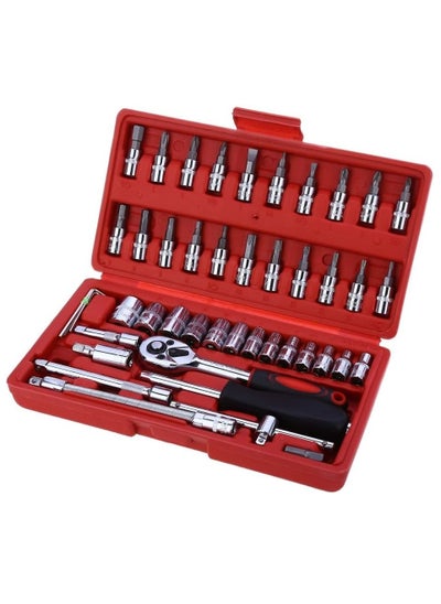 Buy BONAI 46pcs 1/4" Socket Set Auto Repair Tools Ratchet Wrench Combo Tool Kit Auto Repair in UAE