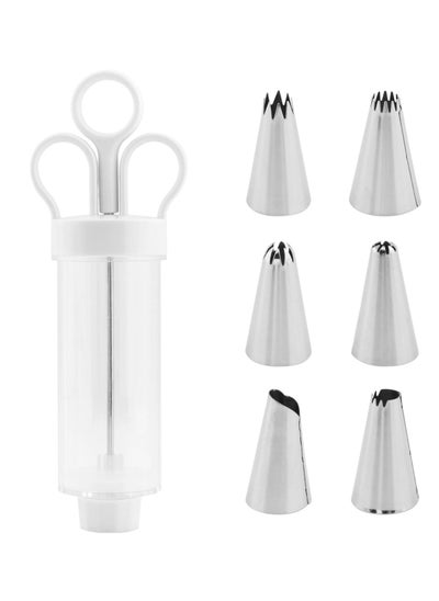 اشتري Dessert Decorating Syringe Set, Cake Decorating Supplies Kit, Cupcake Icing Piping Kit, with 6 Stainless Steel Piping Tips Cupcake Icing Piping Kit, for Cake Cookies Decoration في السعودية