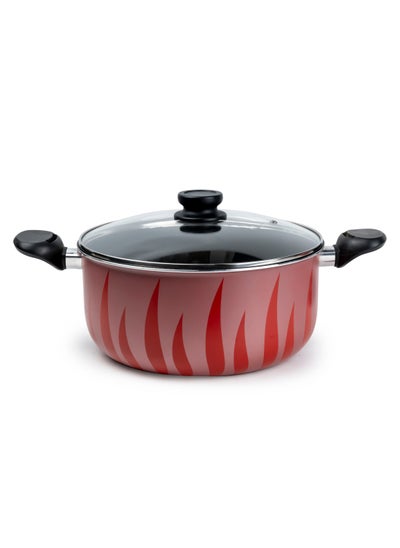 Buy SENSTAN Flame Design Non-Stick Casserole with Lid and, Stew Pot Suitable for Gas, Electric, Induction, and Ceramic Stove - 28cm in UAE