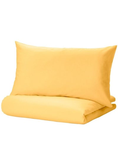 Buy Duvet Cover and 2 Pillowcases Yellow 240x220 50x80 Cm in Saudi Arabia