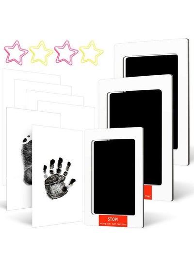 Buy 13 Piece Large And Medium Baby Inkless Handprint Footprint Kit Include 3 Clean Touch Ink Pad 6 Imprint Card And 4 Star Shaped Paper Clip Paw Stamp Print Keepsake Kit For Infant Newborn Birth Registry in UAE