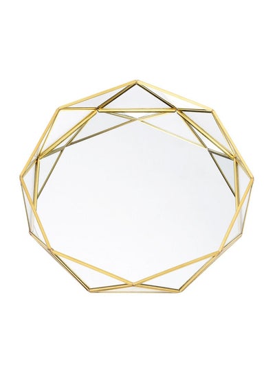 اشتري Gold Clear Glass Mirror Tray for Home Decor Dresser Tabletop 9.8Inch في السعودية