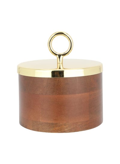 Buy India Tmreya Wooden Round Brown With A Golden Cover in Saudi Arabia