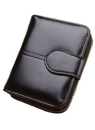 Buy Zipper Design Split Wallet With Coin Pockets Black in UAE