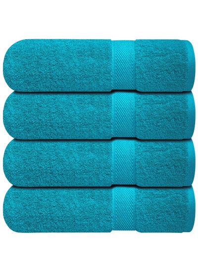 Buy Premium Bath Towels Set Pack of 4-100% Ring Spun Cotton Towels - Teal Bath Towels 68cm x 137cm - Soft Feel, Quick Dry, Highly Absorbent Durable Towels, Perfect for Daily Use by Infinitee Xclusives in UAE