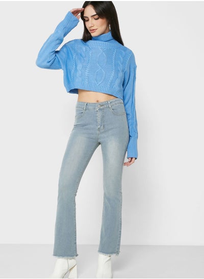 Buy High Waist Flared Bottom Jeans in UAE