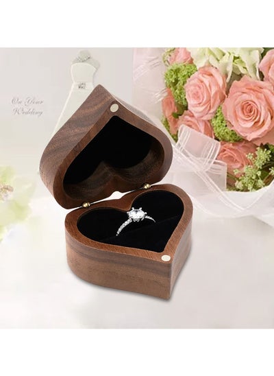 Buy Wedding Ring Box, Custom Wooden Engagement Proposal Bearer Boxes, Case Gift Heart Walnut Jewelry ring Storage Boxes for in UAE