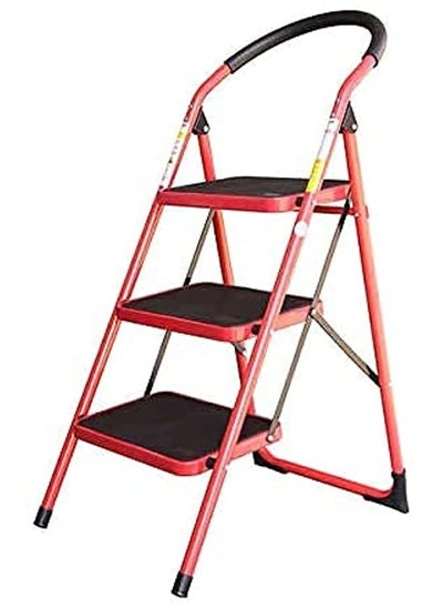 Buy 3 Steps Ladder For Home Purpose Red Color in UAE