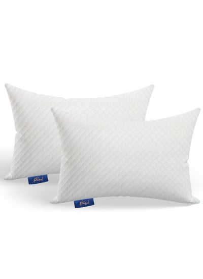 Buy Neyam 2- Piece Pillow Set with Extra Filling Foam  and Washable Pillowcase , 43x40x21 cm in UAE