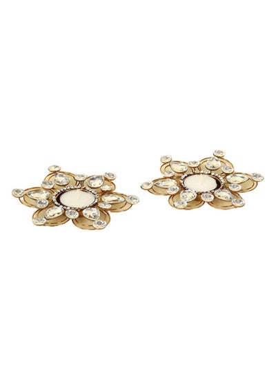 Buy Aanya Patra Diyas, Gold & Clear - Set of 2 in UAE