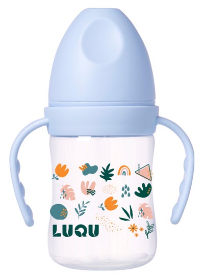 Buy LuQu PP Feeding Bottle with Handle and Anti-Colic Straw, 180ML ,Nipple size- M, 3+ months. in Saudi Arabia