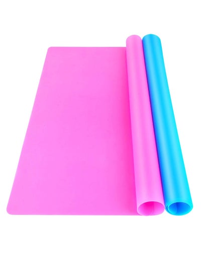 Buy 2 Pack 15.7" x 11.7" Large Silicone Sheet for Crafts Jewelry Casting Moulds Mat, Premium Silicone Placemat, Multipurpose Mat, Nonstick Nonskid Heat-Resistant, Blue & Rose Red in UAE