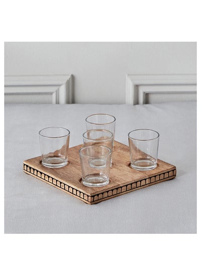 اشتري Earthy Vibe Shot Glass Set with Stand 20 cm في الامارات