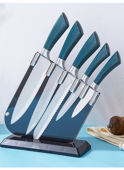 Buy 6 Piece Premium Stainless Steel Hollow Handle Knife Set with Elegant Acrylic Knife Holder – Essential Culinary Tools for Precision Cutting and Stylish Kitchen Display in UAE