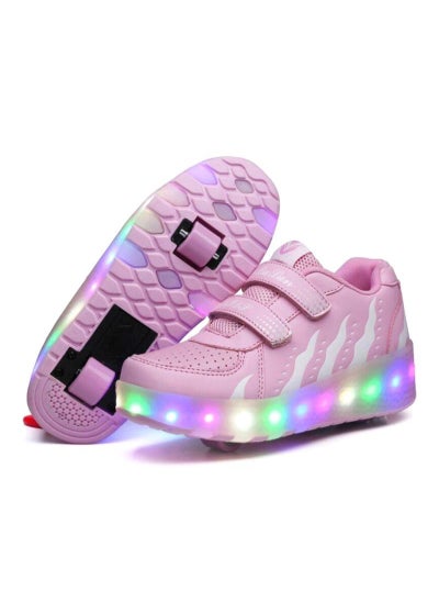 اشتري Roller Shoes Girls Boys Wheel Shoes Kids Roller Skates Shoes LED Light Up Wheel Shoes for Kids في السعودية