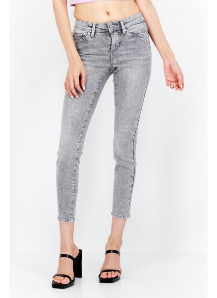 Buy Women Skinny Fit Washed Stretchable Jeans, Med Grey in UAE