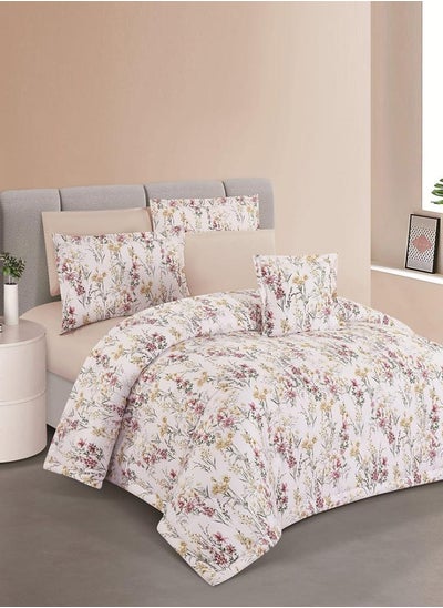 Buy Cloudy 7-Piece Summer Bedding Set - Double - White - Beige in Saudi Arabia