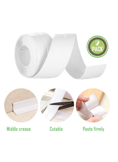 Buy Sealant Strip 2 Packs Caulk PE Sealing Tape Self-Adhesive Mildewproof Waterproof Shower Tile Sealer for Bathroom Kitchen Bathtub Toilet and 38mm Width X 3.2M Lenth (White) in UAE