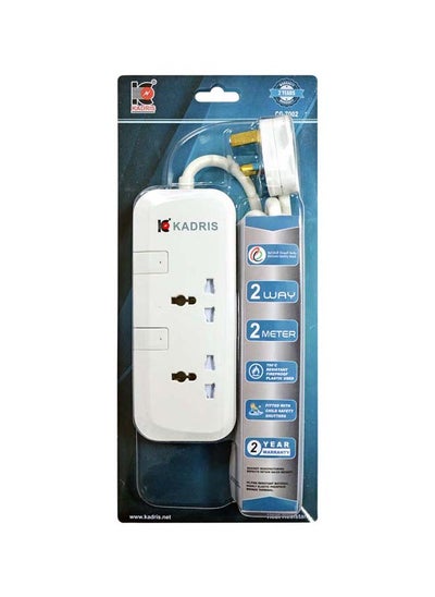 Buy Power Strips CG7002 Heavy Duty Extension Cord with 2 way Outlets with switches, Charging Socket with 2 meter Heat resistant  Extension Cord (White) in UAE