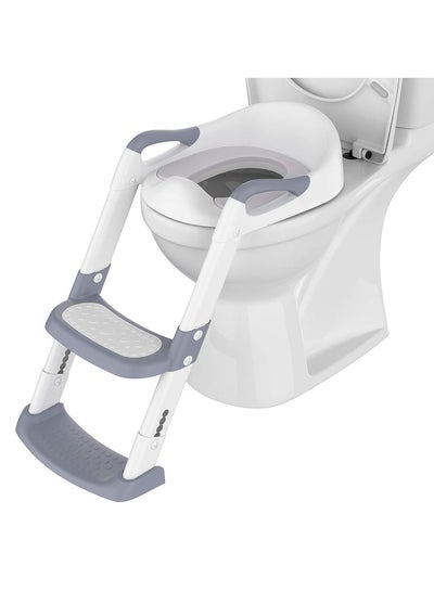 Buy Potty Training Seat, Foldable Potty Chair with Step Stool Ladder, Kids Training Toilet Seat for Boys and Girls (Grey) in Saudi Arabia